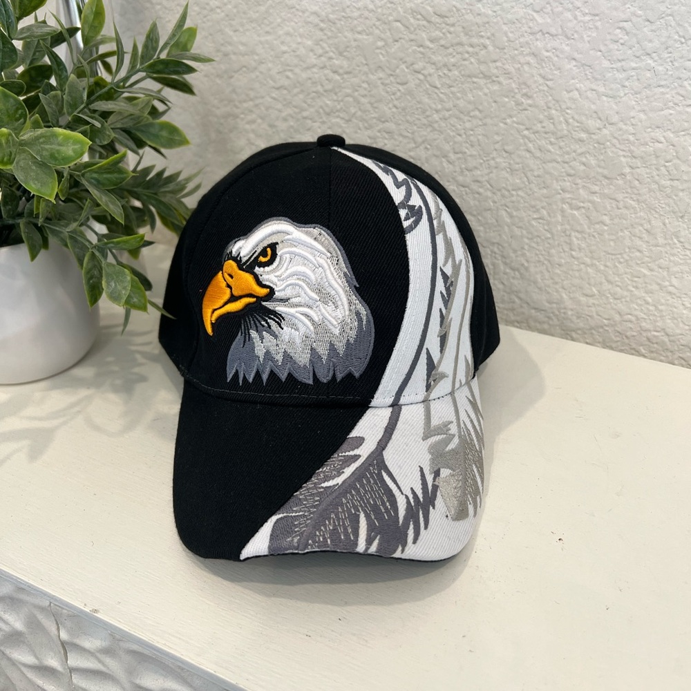 Black and White Eagle Embroidered Cap
